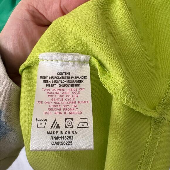 Apple Bottoms Y2K Neon Green/Yellow Peplum Mini Dress Mesh Sides Large - Picture 6 of 7